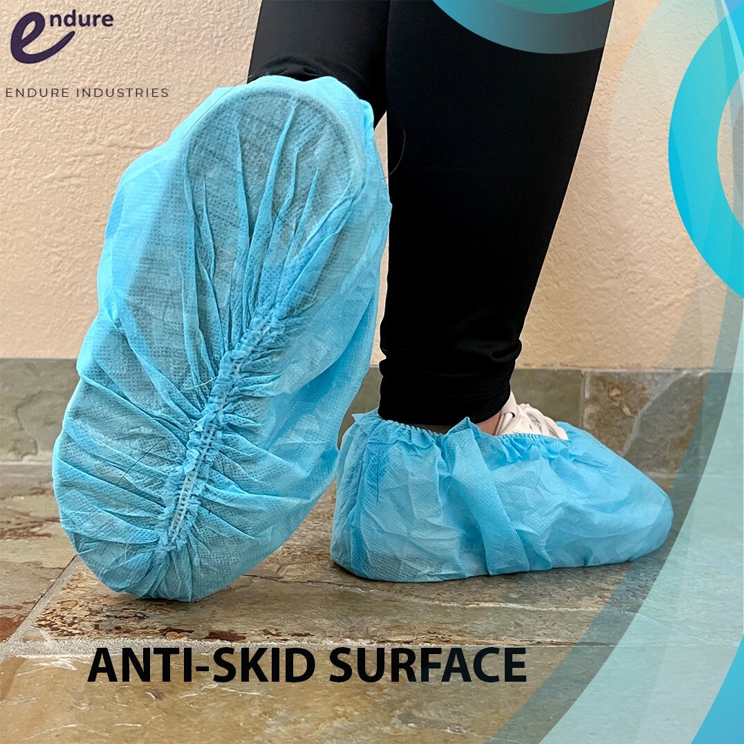 Disposable Waterproof Shoe Cover Nonwoven PP, Anti-Skid, Case of 400 Blue & Pink