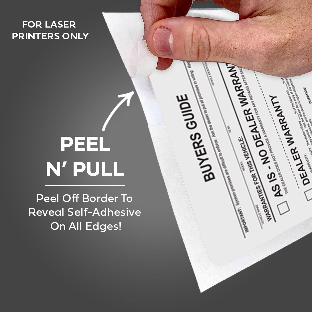 1-Part Self-Adhesive Buyers Guides – As Is / Warranty (No Lines) (100/pack)