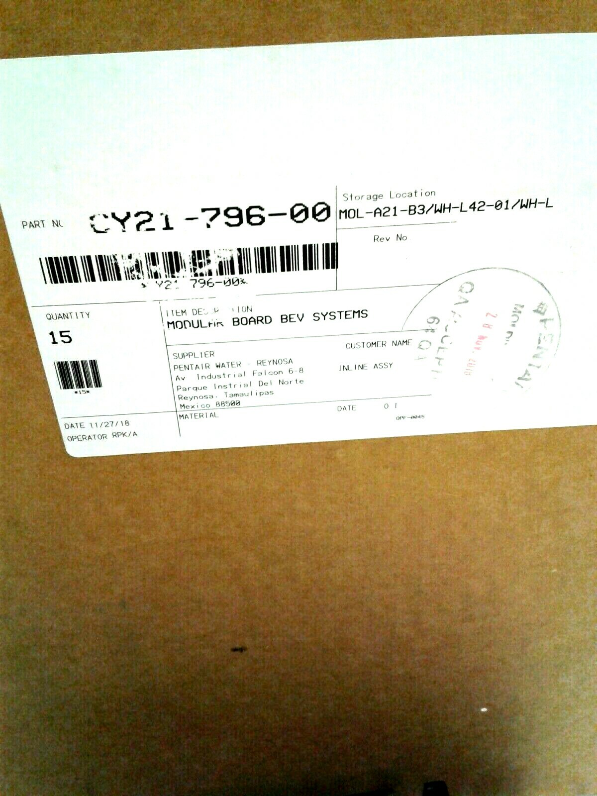 Modular Board Beverage Systems CY21-796-00 15 Segments