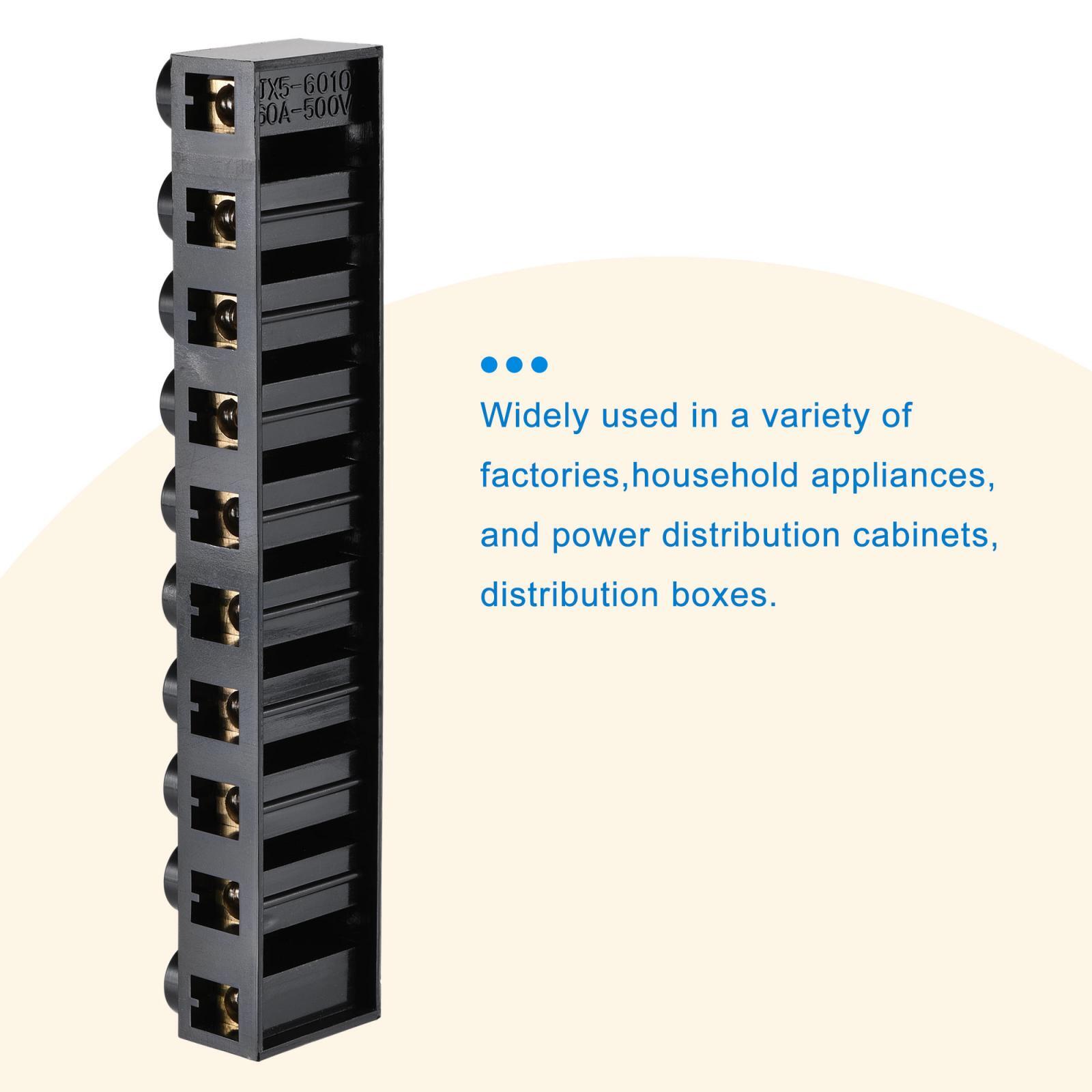 Terminal Block 500V 60A Dual Row 10 Positions Screw Electric Barrier Strip