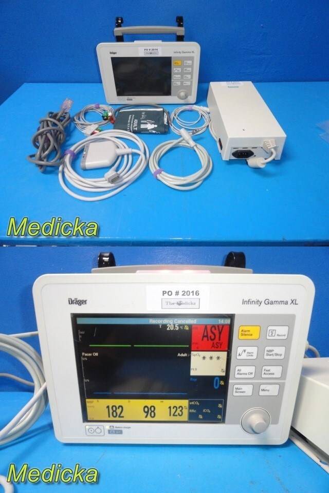 Siemens Infinity Gamma XL Monitor (CO2,NBP,SPO2,ECG,TEMP) W/ PSU & Leads ~ 37180