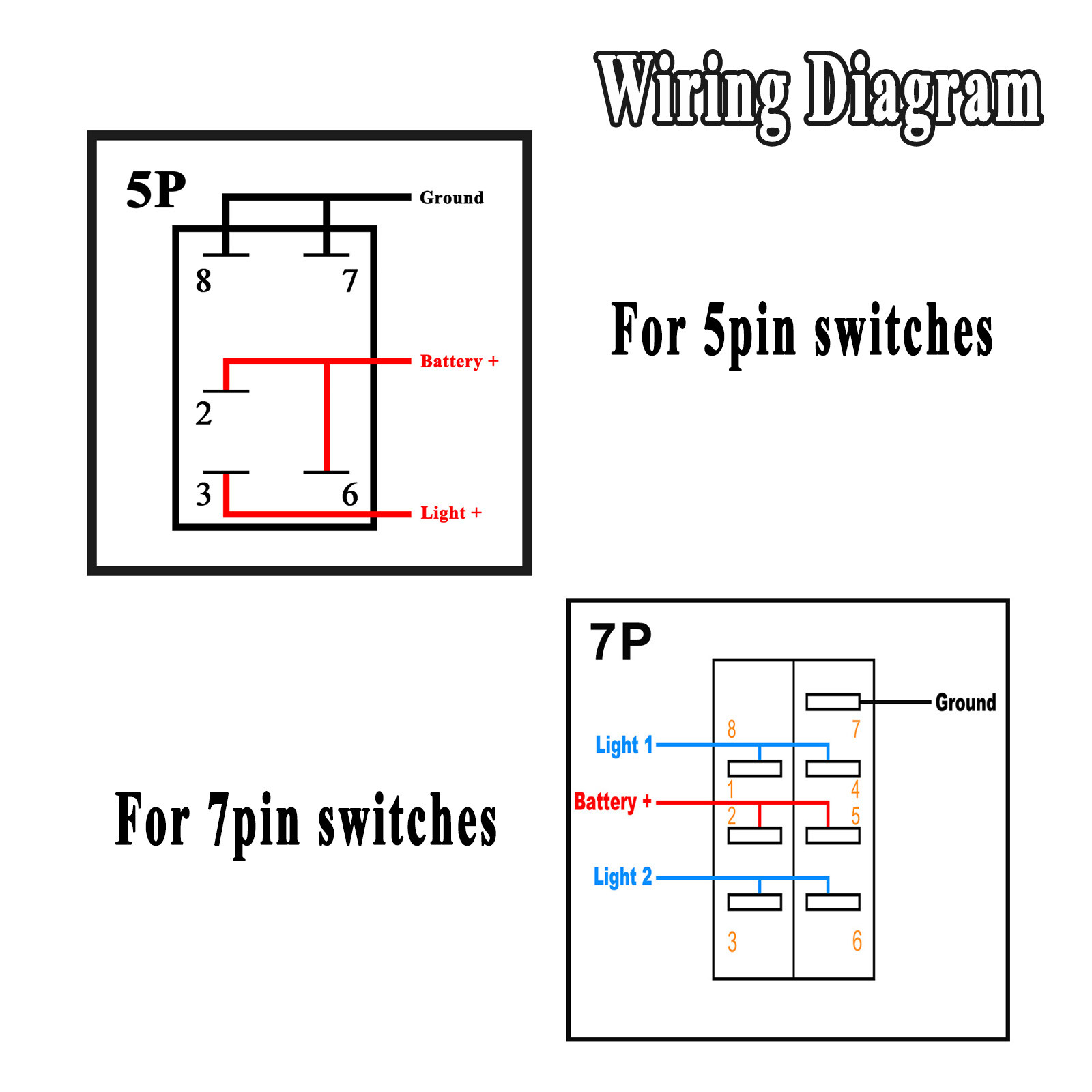 Rocker Switch Button Red Led Light Bar ON OFF 5Pin/7Pin For Car Boat Truck Parts