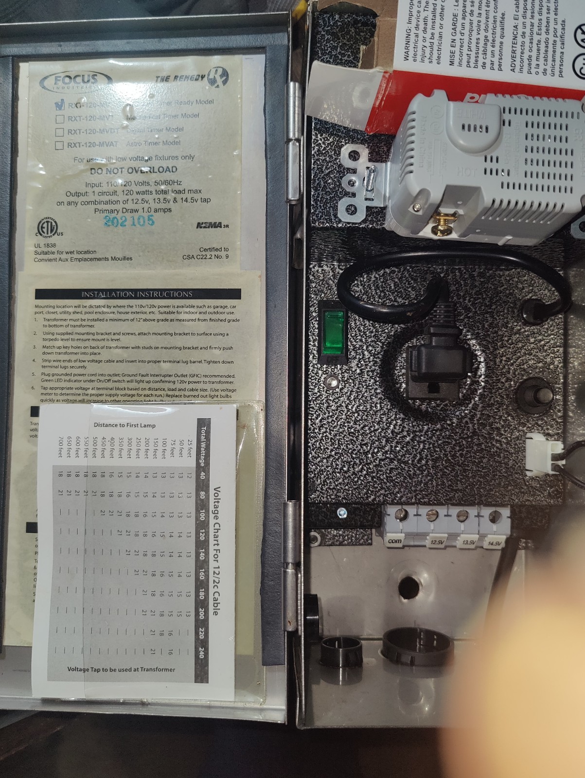 Focus Industries RXT-120-MV Multi Voltage Stainless Steel Transformer 120VA