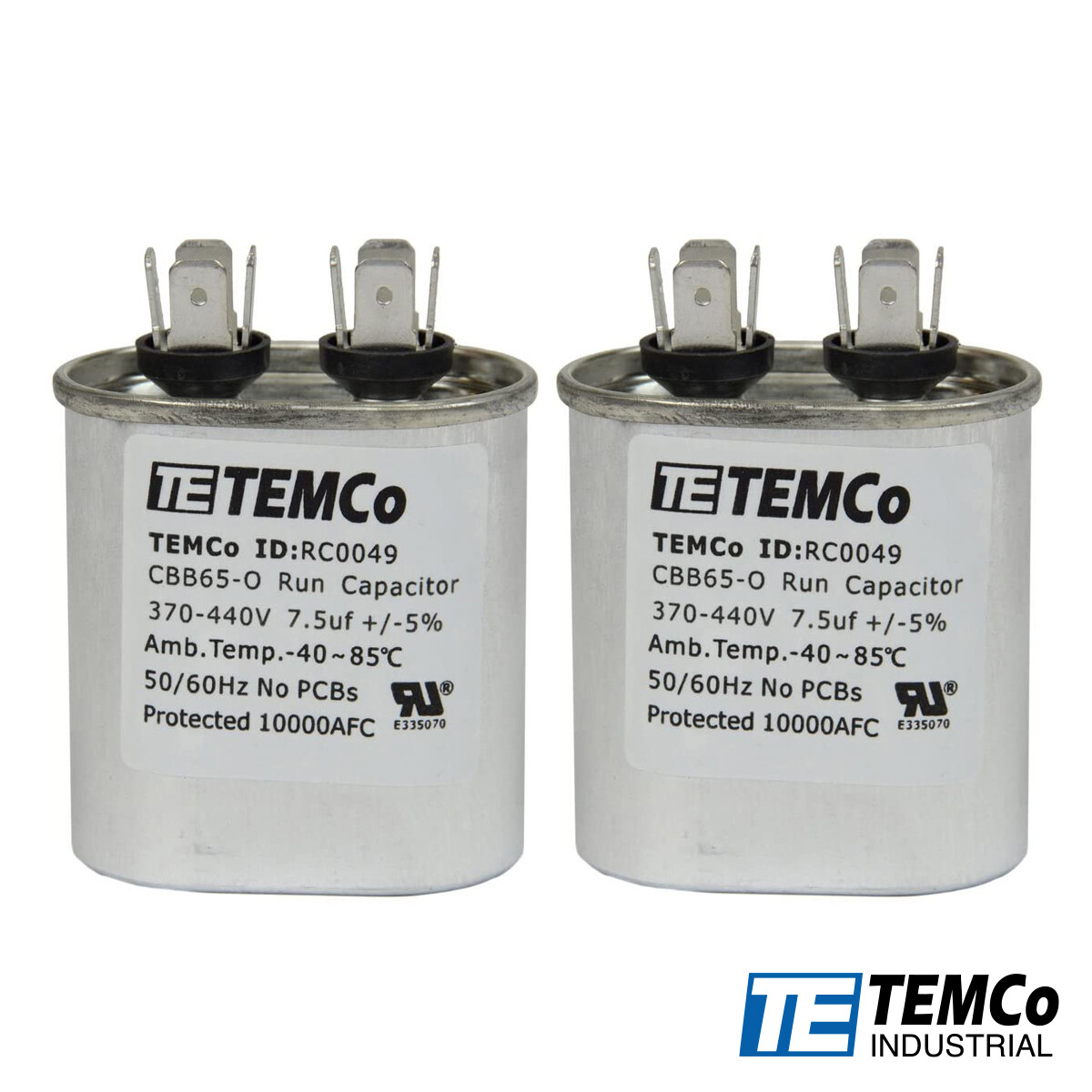 TEMCo 7.5 uf/MFD 370-440 VAC volts Oval Run Capacitor 50/60 Hz AC Electric-Lot-2
