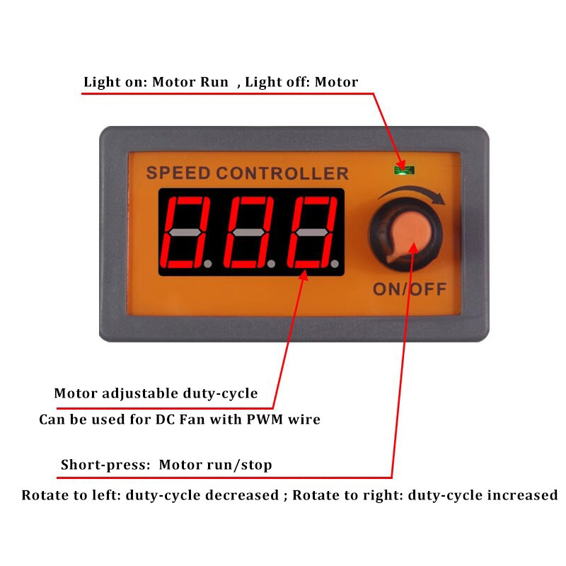 PWM DC 5-30V 5A Brushless Motor Fan Speed Controller Switch Digital Display