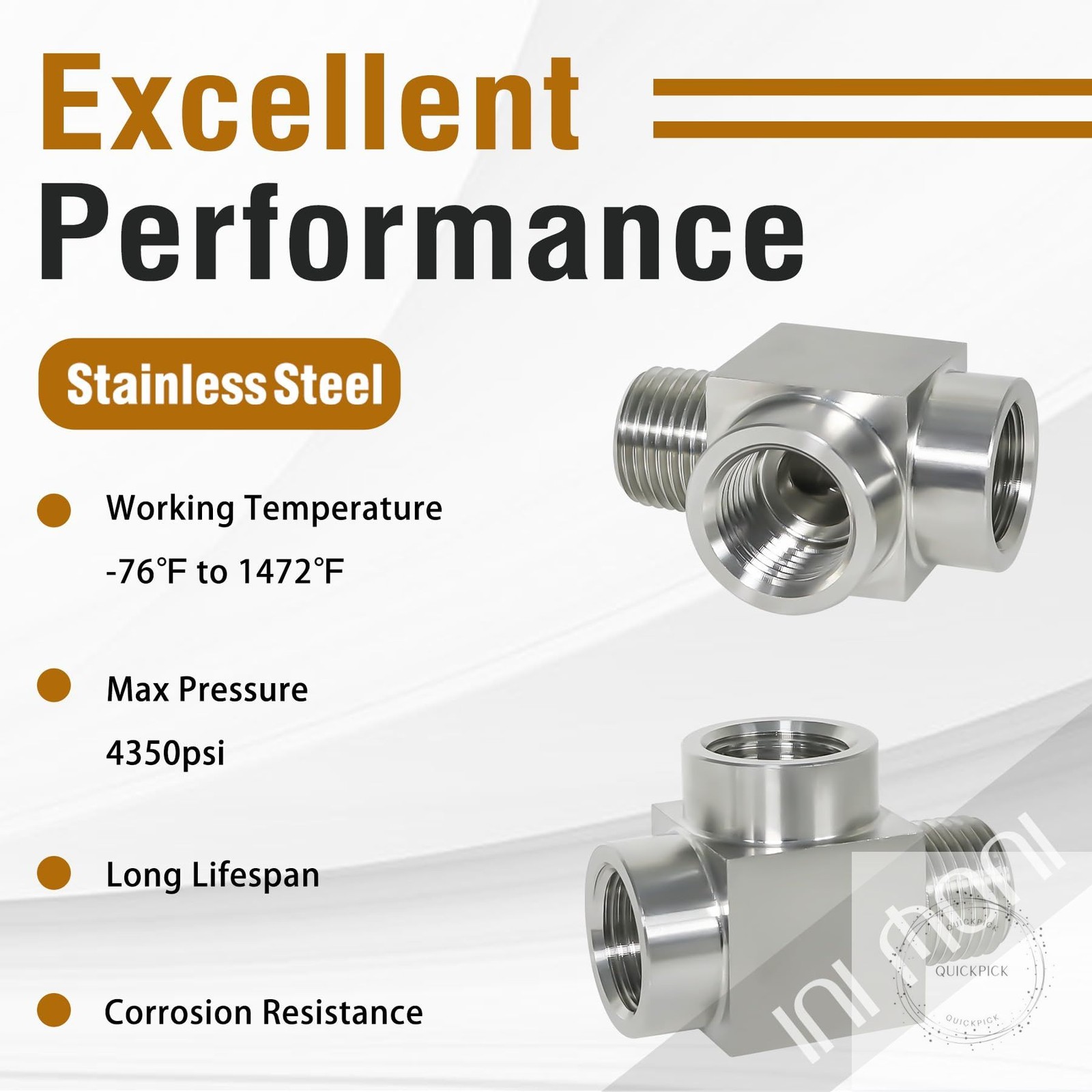 1/8 NPT Tee,FemalexFemalexMale 3 Ways T Pipe Aapter for Water/Oil