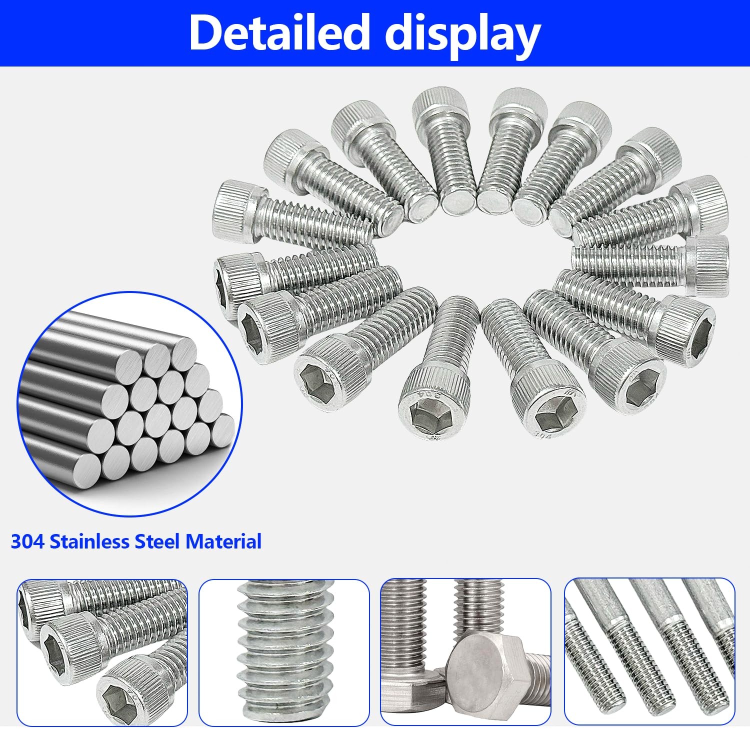 Stainless Steel Hex Bolt Kit for Ford 260 289 302 Engines – 228 Pcs Nuts & Bolts