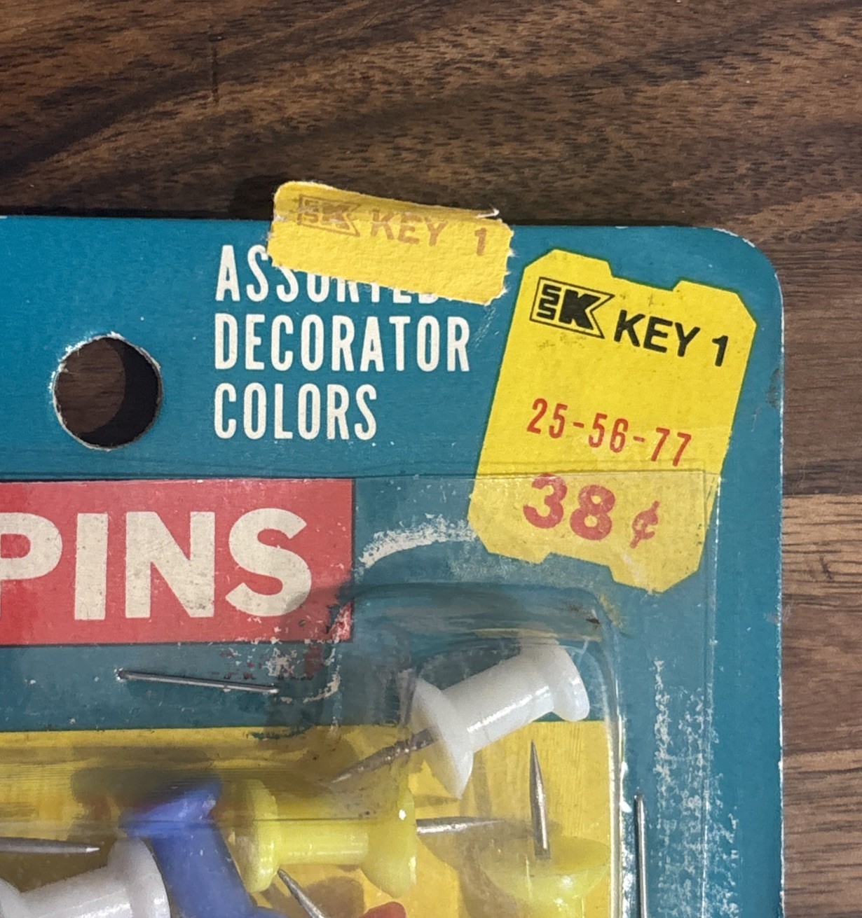 Vintage Kmart Push Pins 60 Ct (2×30) Hong Kong NOS 1970s Office Supply Sealed