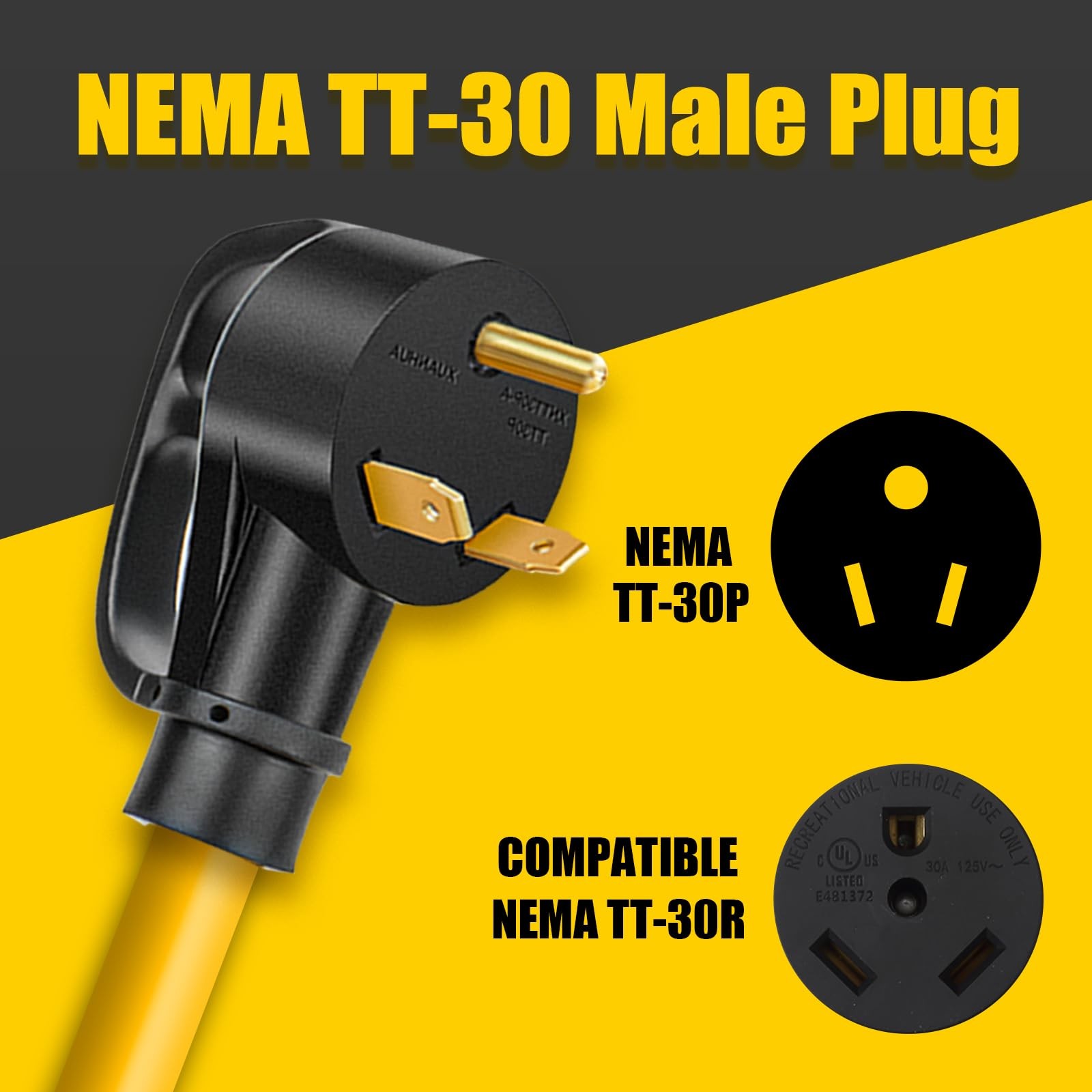 NEMA L14-30P to 4X 5-20R/5-15R&L14-30R Generator Adapter Extension Cord, 4 Prong