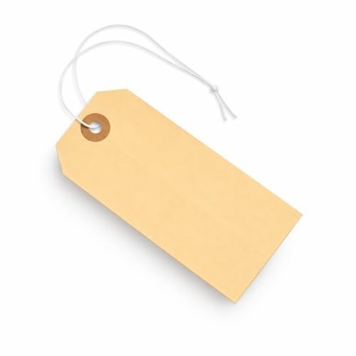 Manila Shipping Tags 4 3/4 x 2 3/8 Inch Elastic String Attached Box of 100