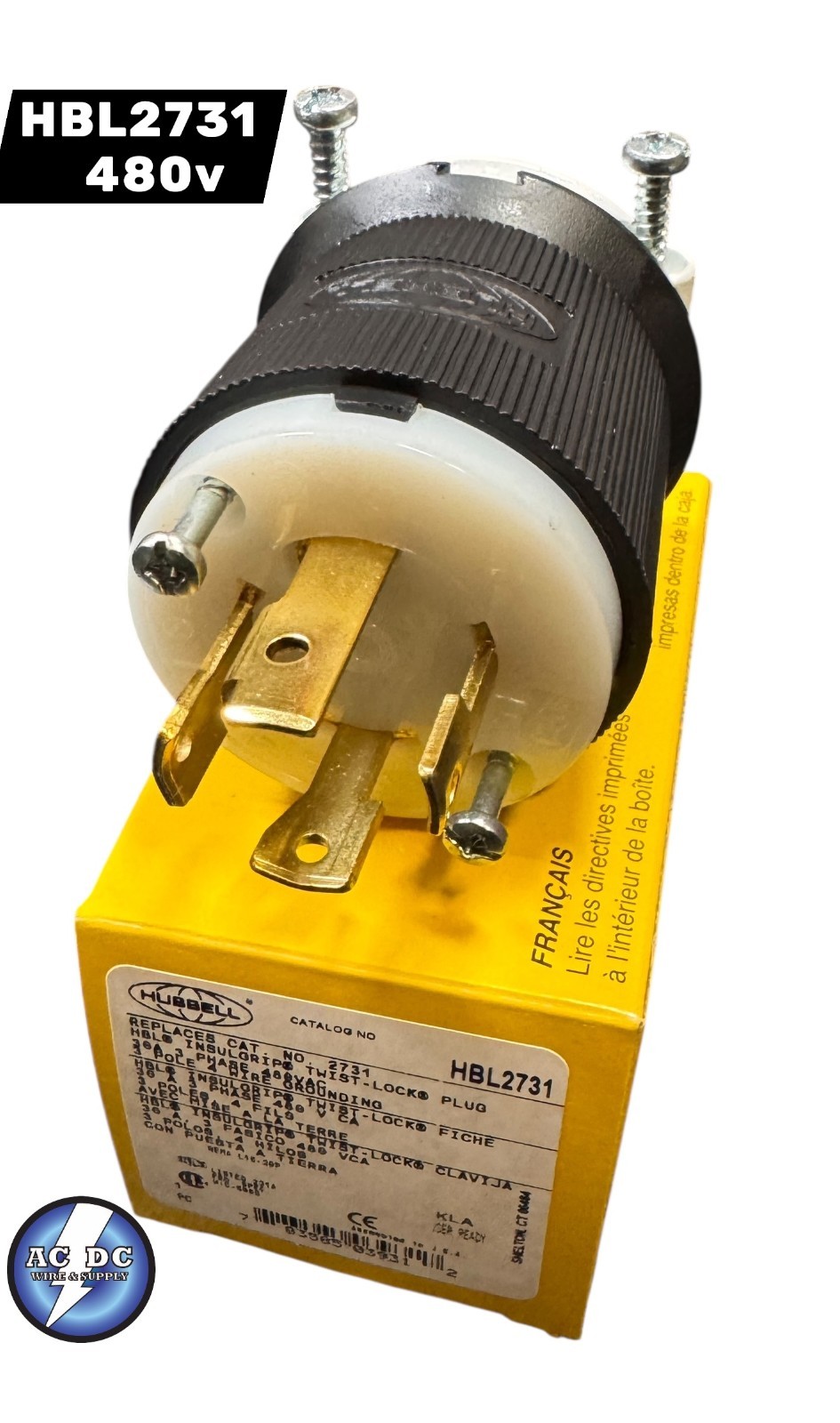 HUBBELL HBL2731 30A 3P,4W 480V L16-30P (WHITE)