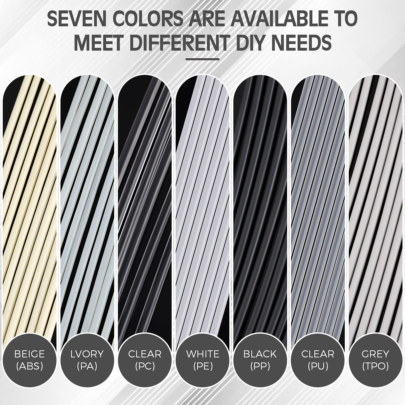 Plastic Welding Rods Assorted PU PP Welder Sticks for Repair 1/8 Inch 78 P
