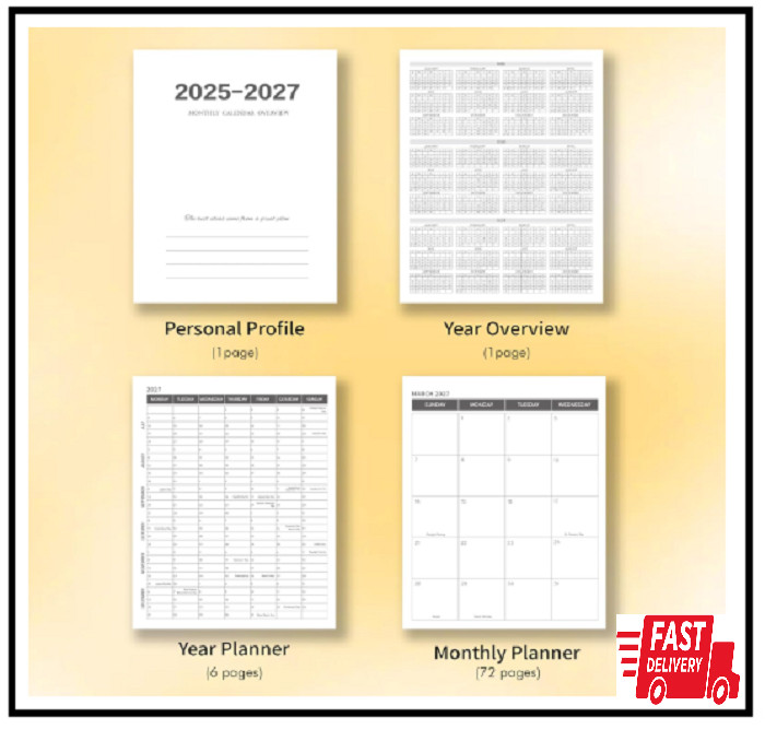 Monthly Planner 2025-2027, 2025 Calendar 36 Months, January 2025 – December 2027