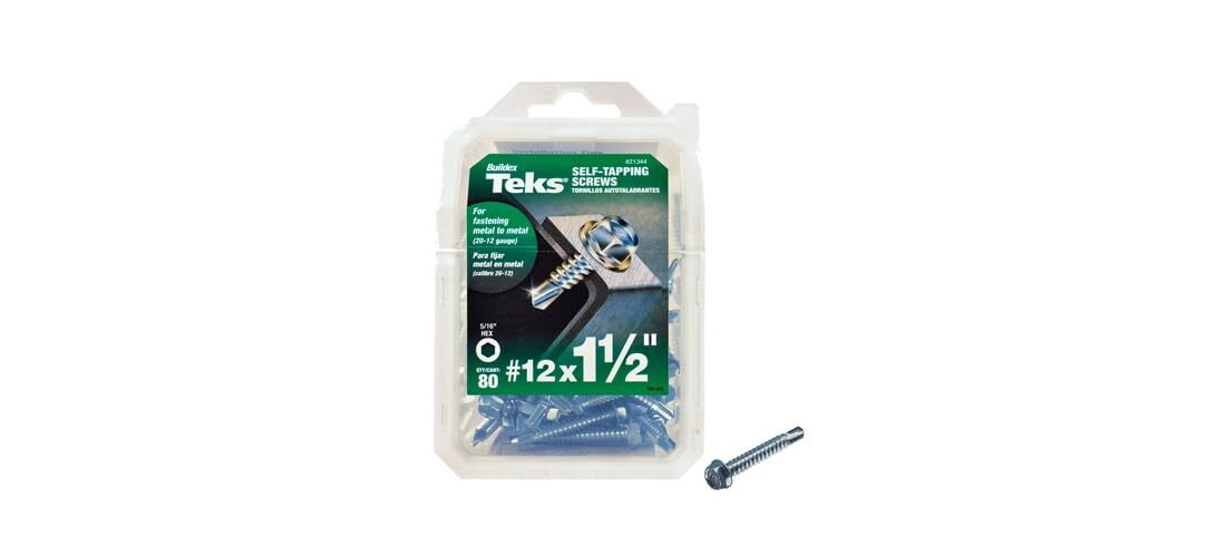 ITW Brands 21344 Series 80PK#12×1-1/2 Hex Screw, 12″ x 1-1/2″, Zinc Plated