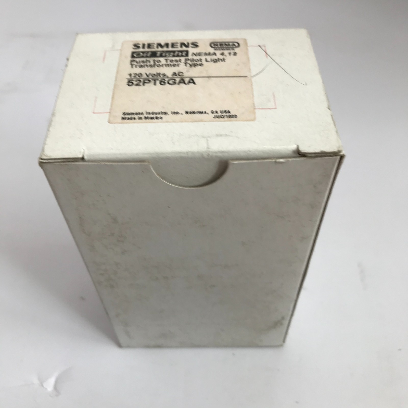 Siemens Push to Test Pilot Light Transformer Type, 120 Volts AC 52PT6GAA