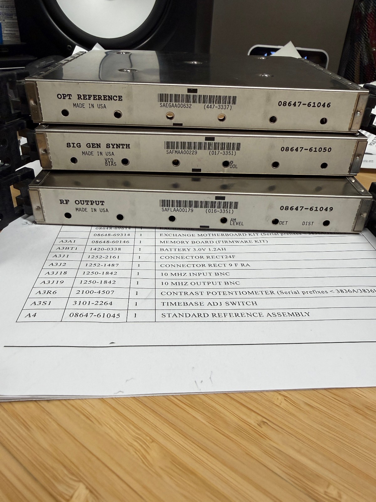Complete Set of working, plug in modules for HP-8846C Signal Generator. 3Ghz