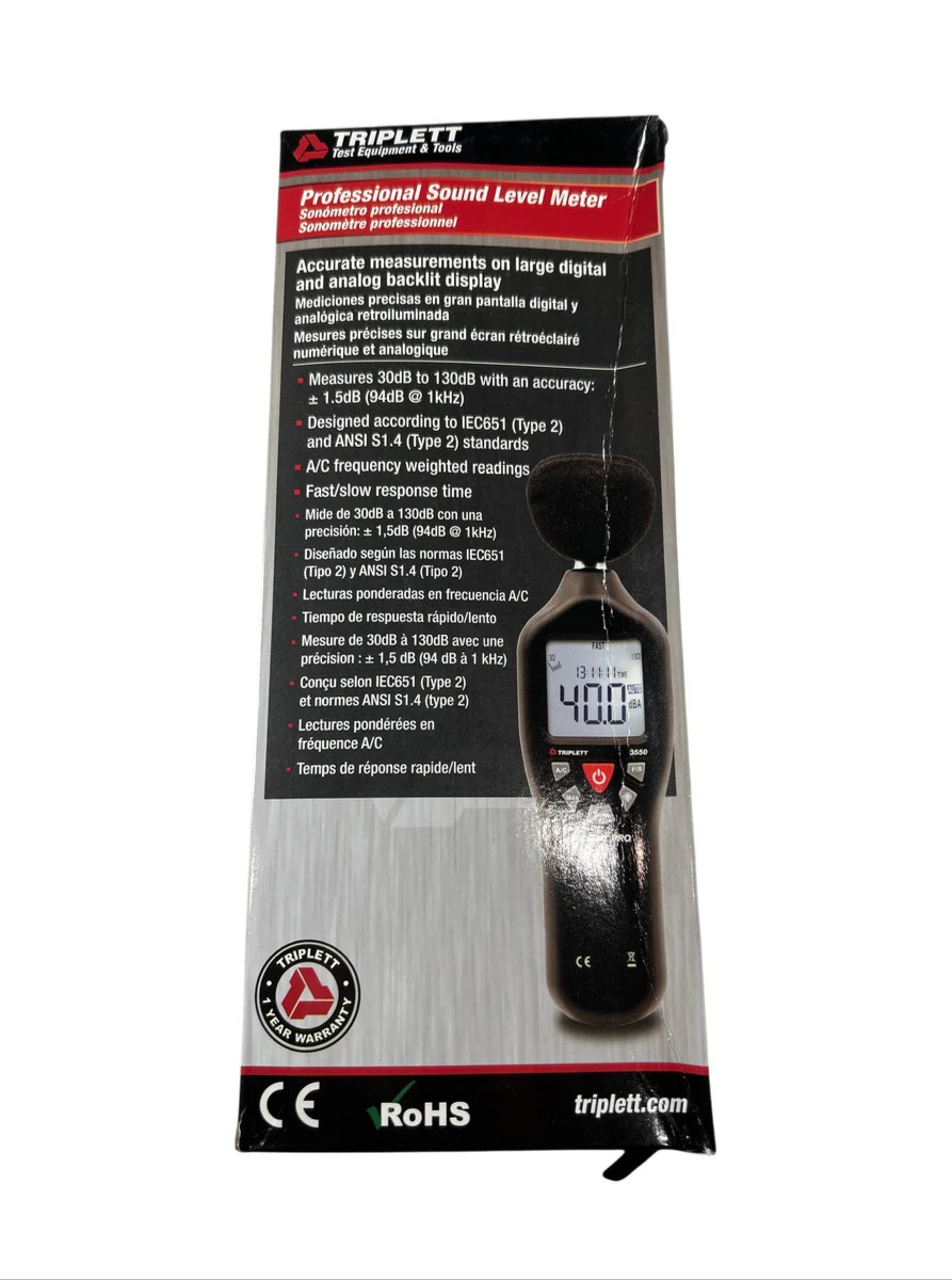 Triplett 3550 SoniChek PRO 30-130dB Digital Sound Level Meter