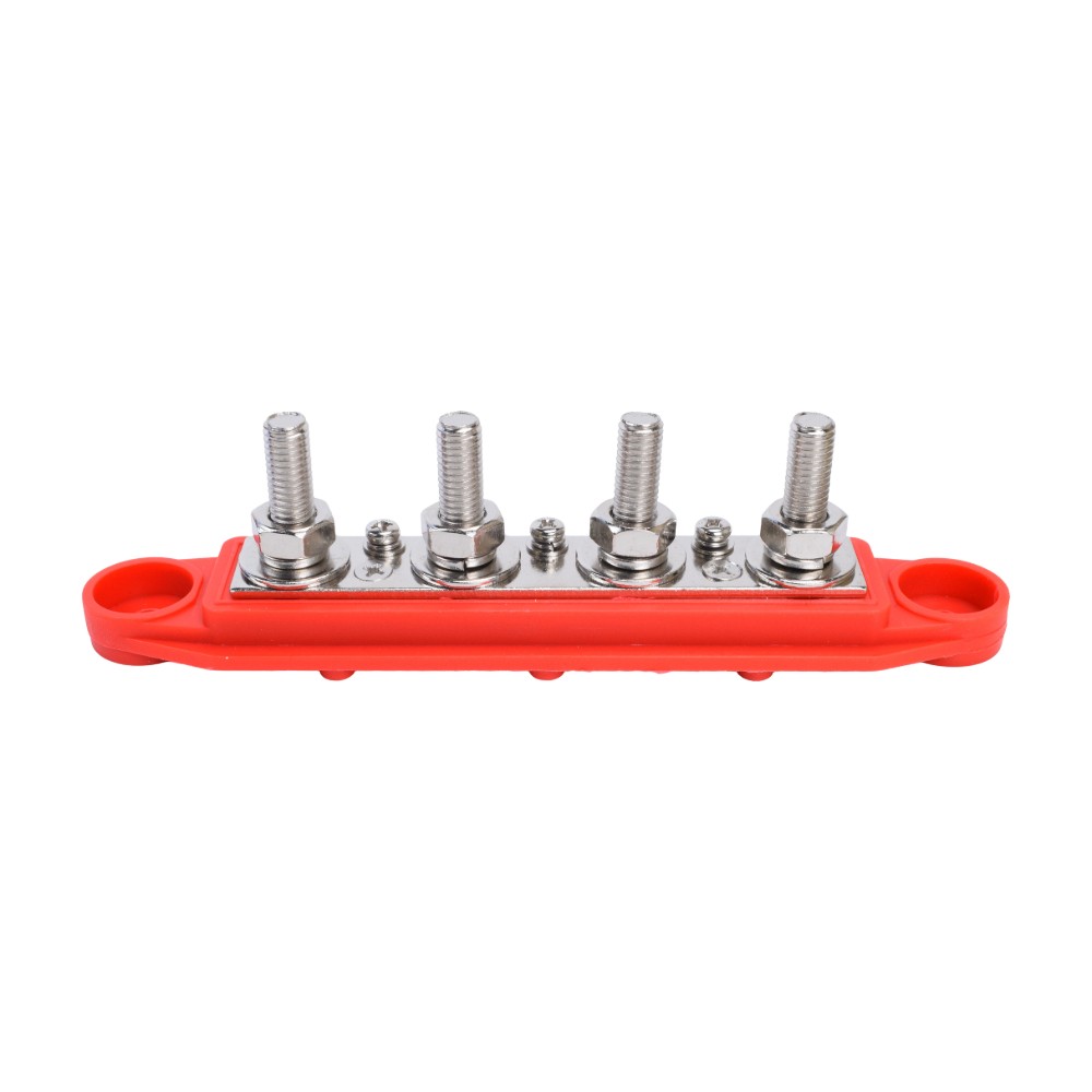Red & Black 5/16″ 4 Stud Power Distribution Busbar Bus Bar With Cover Fast Ship