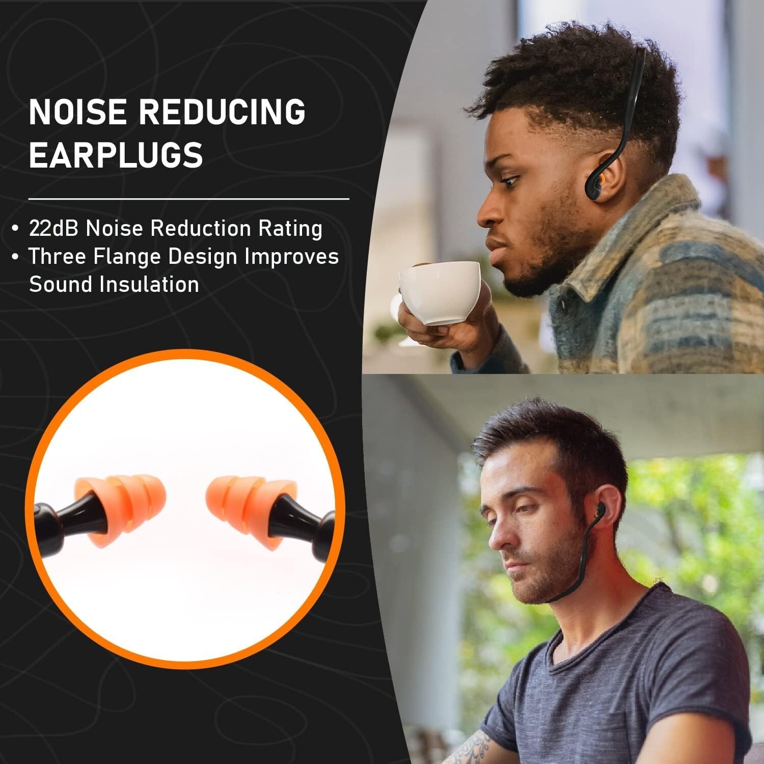 2 Pairs Banded Ear Plugs + 10 Pairs Soft Silicone Replacement Pods Reusable