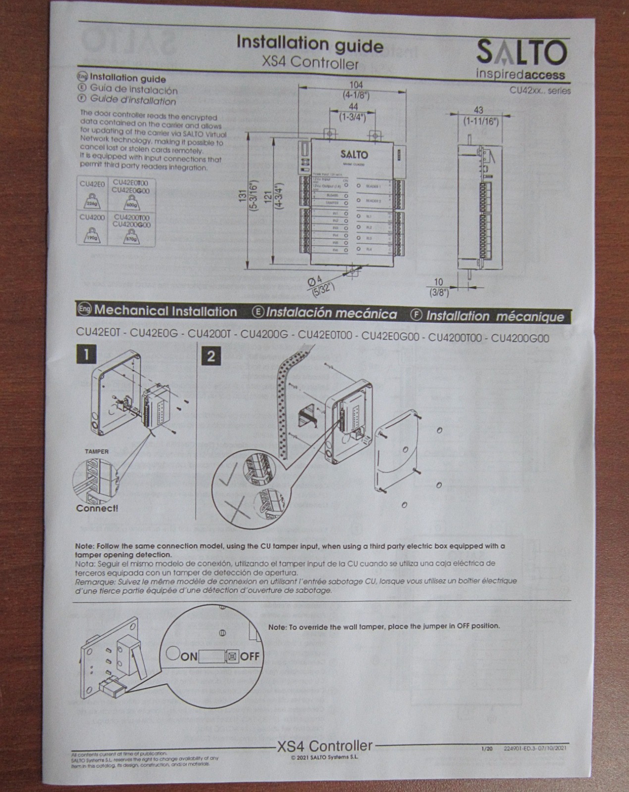 NOS – Salto CU4200TUS Online Auxiliary Door Control