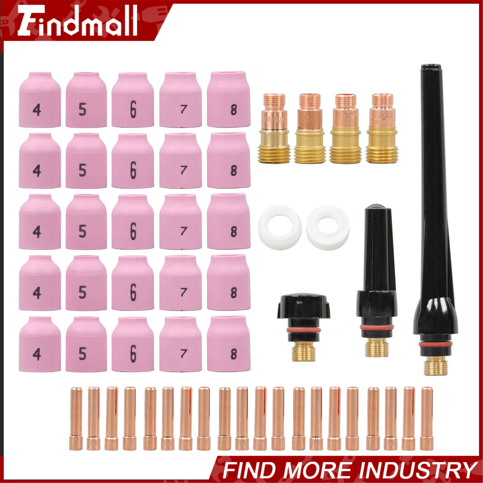 Findmall 58 Pack TIG Welding Torch Kit 040″~1/8″ Gas Lens Setup For WP-9/20/25