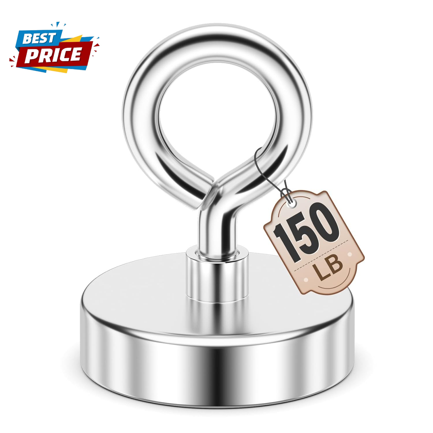 Neodymium Fishing Magnet, 150 LBS Pulling Force Strong Magnet with Lifting Eye-B