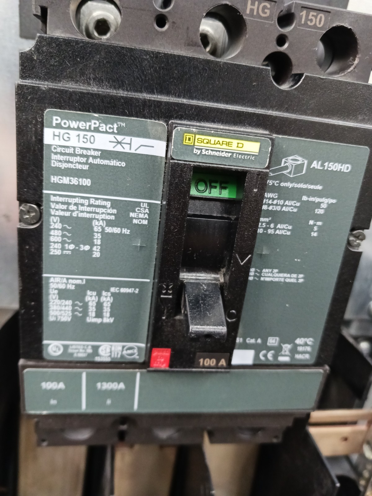 Square D 125 Amp Main Breaker Panelboard with 100 A Main NF442L1C 600Y 480 277 V