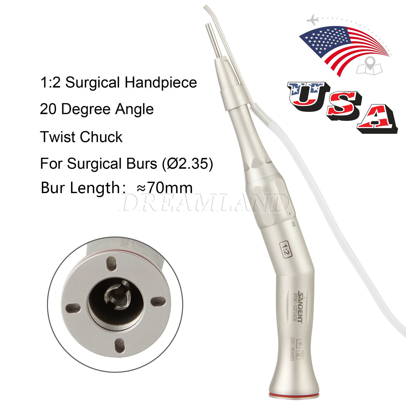 USA Dental Ultrasonic Piezo Scaler + Handpiece Tips 2 Bottles Fit DTE SATELEC OR