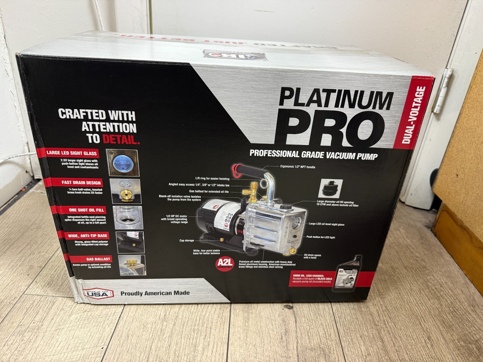 JB Industries DV-240DC Vacuum Pump, 8.4 CFM 1/2 hp DC Motor Platinum Pro DC 8.4