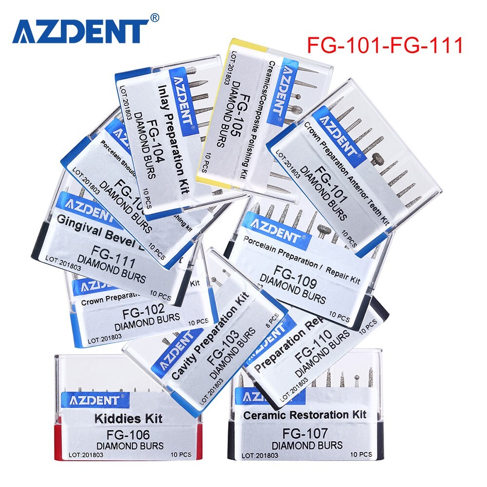 10 Boxes Mango de alta velocidad de diamante ultragrueso dental FG1.6mm 450,000