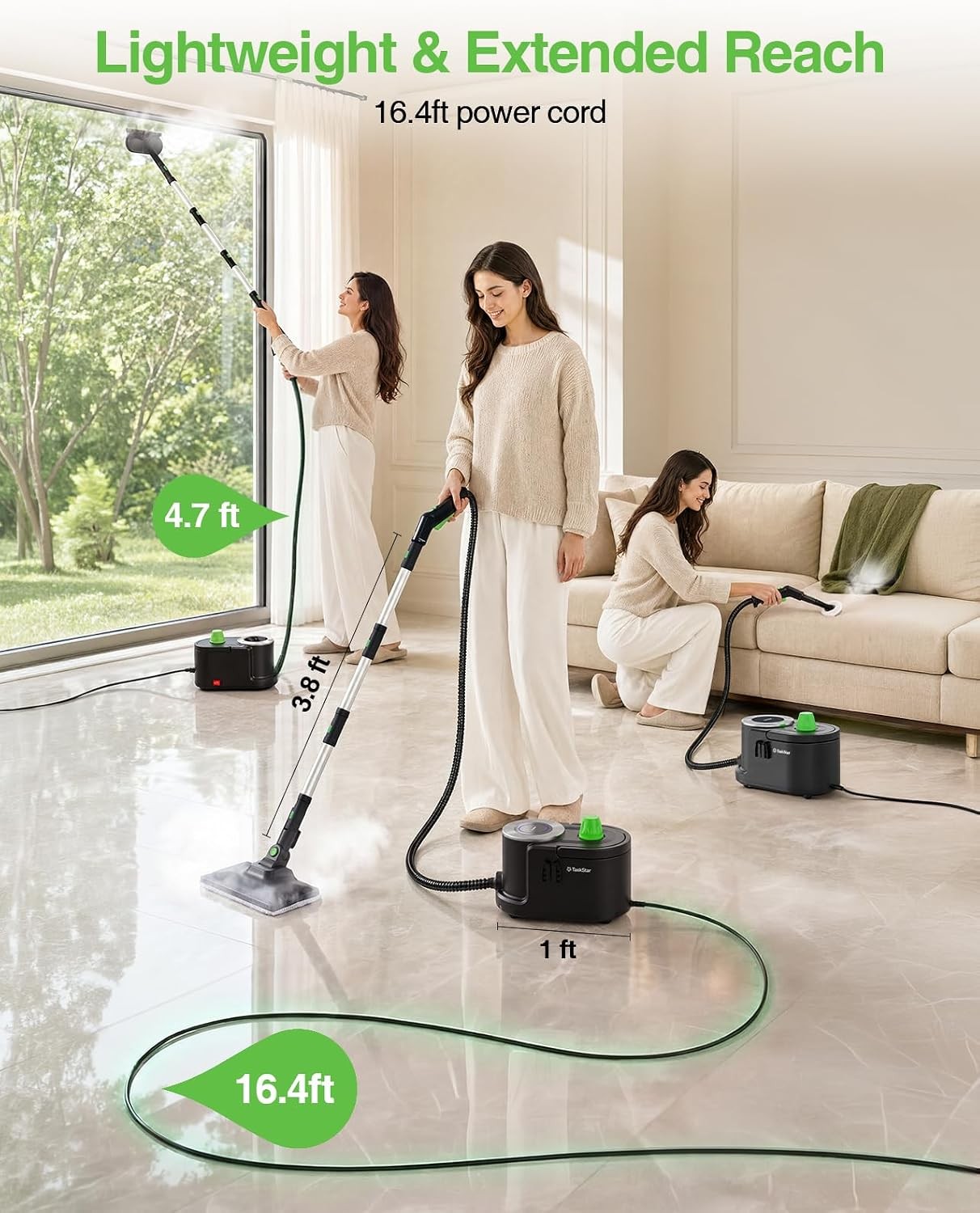Taskstar 1500w Powerful High Pressure Steam Cleaner for Deep Cleaning 22 Tools