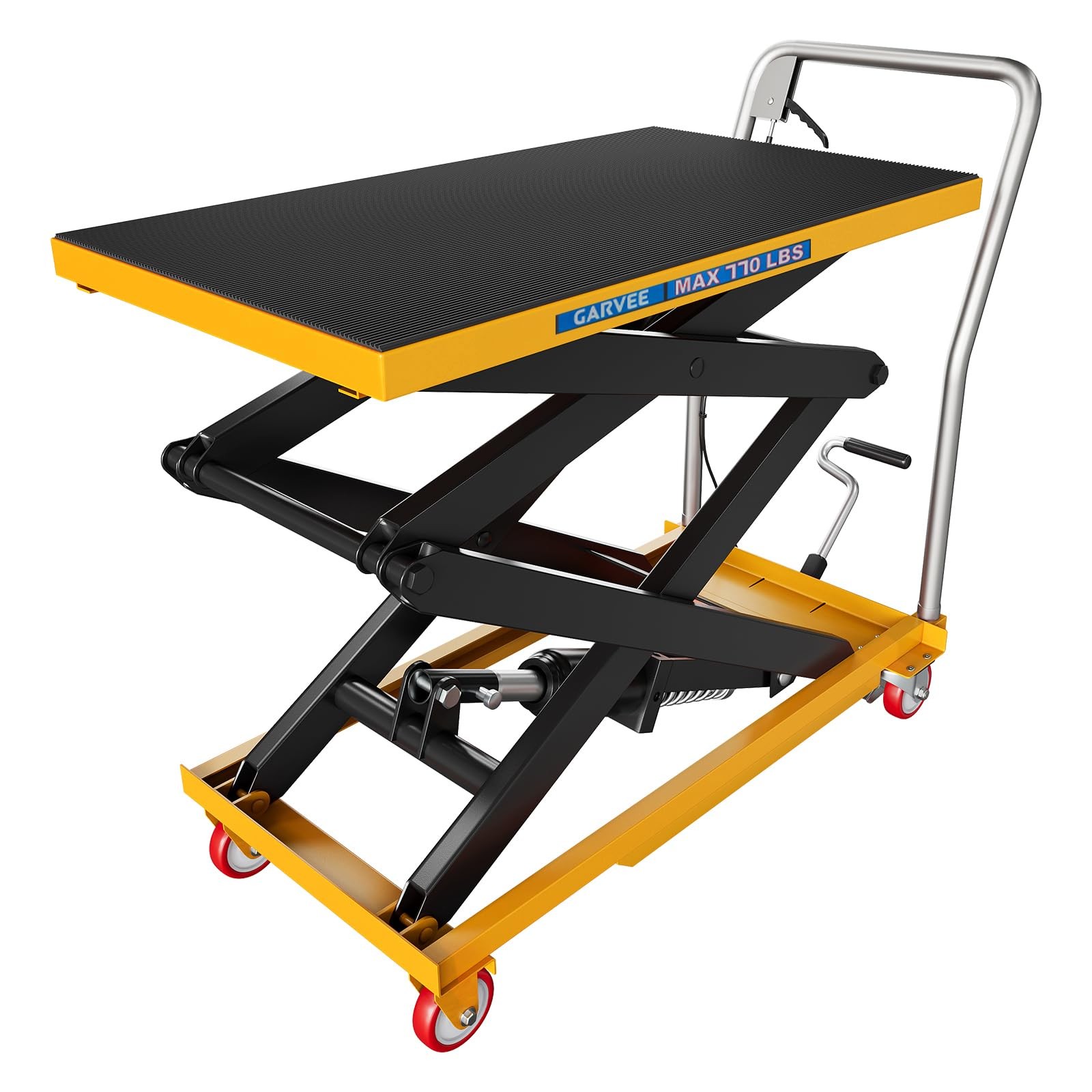 Garvee Hydraulic Lift Table Cart, 770lbs 50″ Lifting Manual Double Scissor Lift