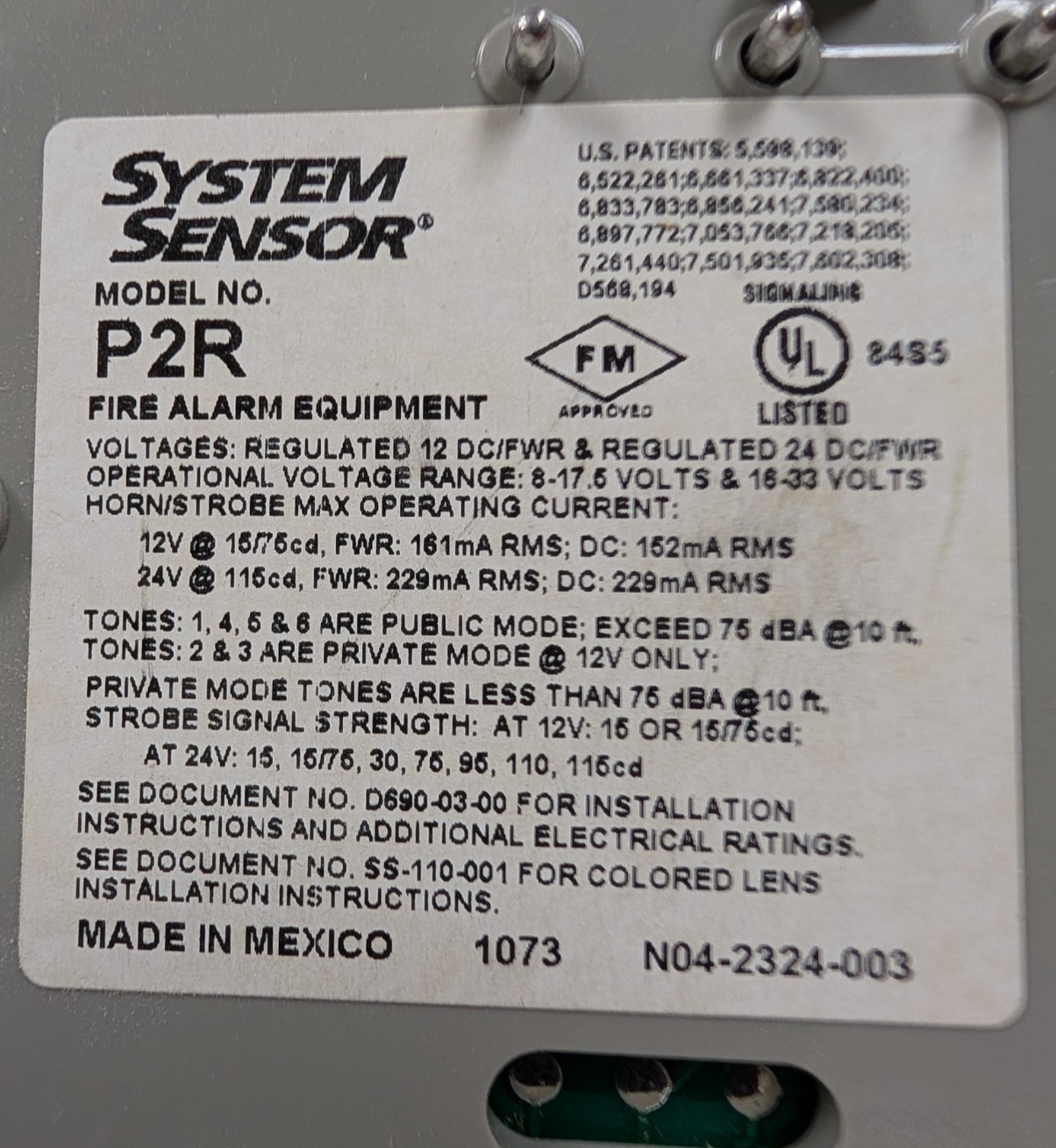 🤪 SYSTEM SENSOR HORN STROBE RED WALL MOUNT P2R