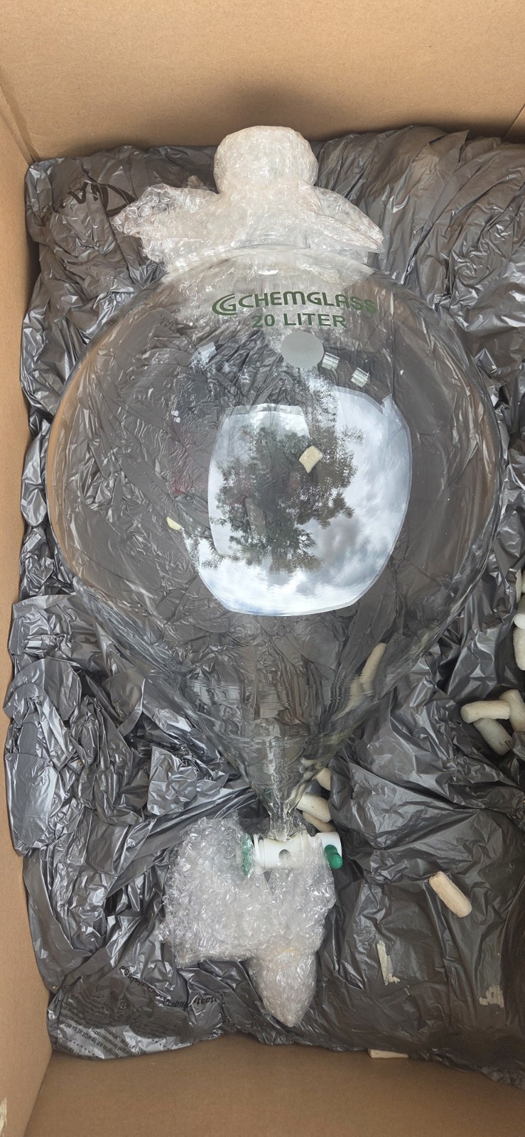 Chemglass 20L Globe Separatory Funnel 45/50 Joint CG-1739-08