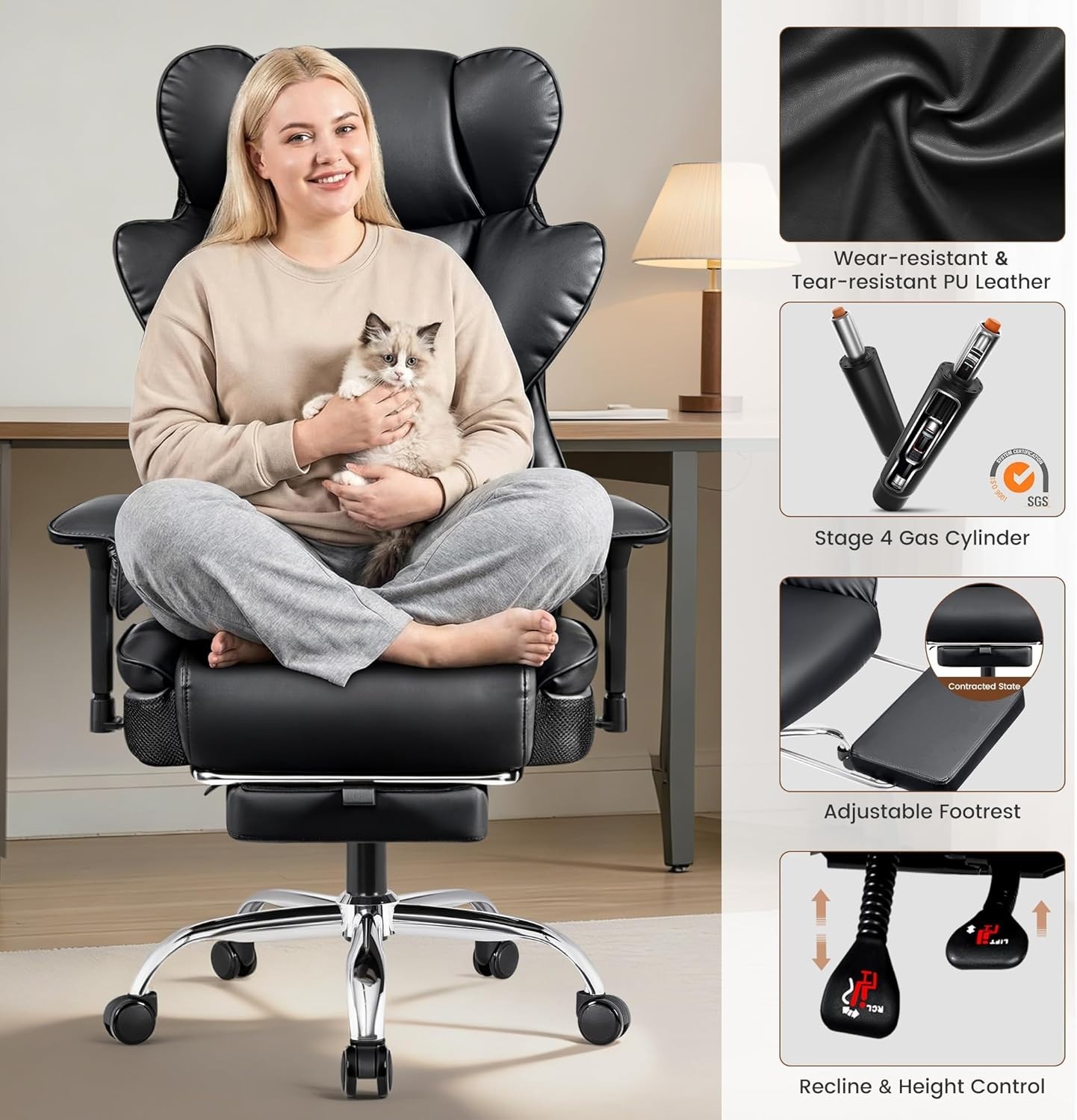 Big and Tall Office Chair – Heavy Duty 400 LBS Executive Chair with Lumbar Su…