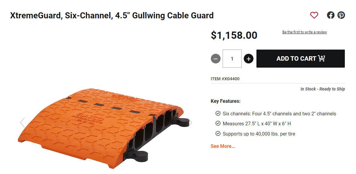 Cable Protector Ramp – 40″ x 27-1/2″ x 7-1/4″