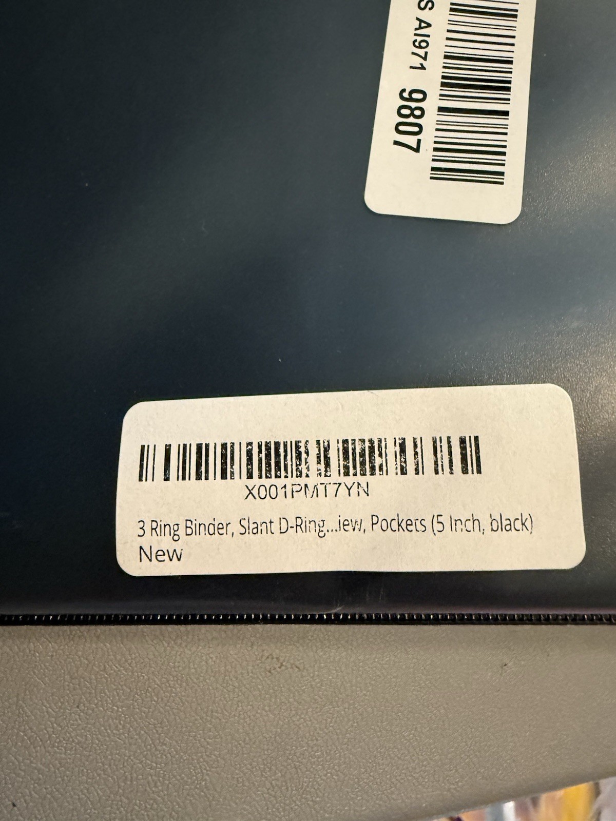 Black 5in Slant D-Ring Daily Use Binder, 500 Sheet Capacity, Vinyl Pockets