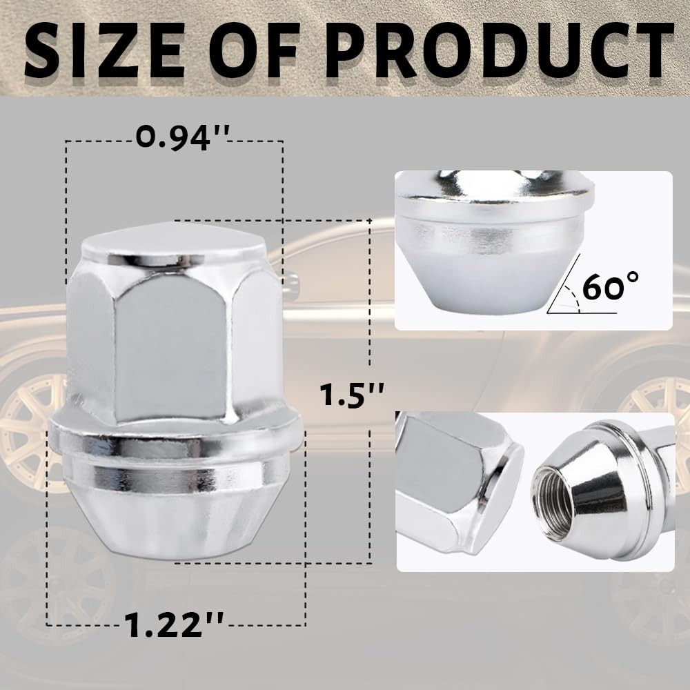 14×1.5 Chrome OEM Lug Nuts for 2015-2020 Mustang Edge MKX MKZ Aviator