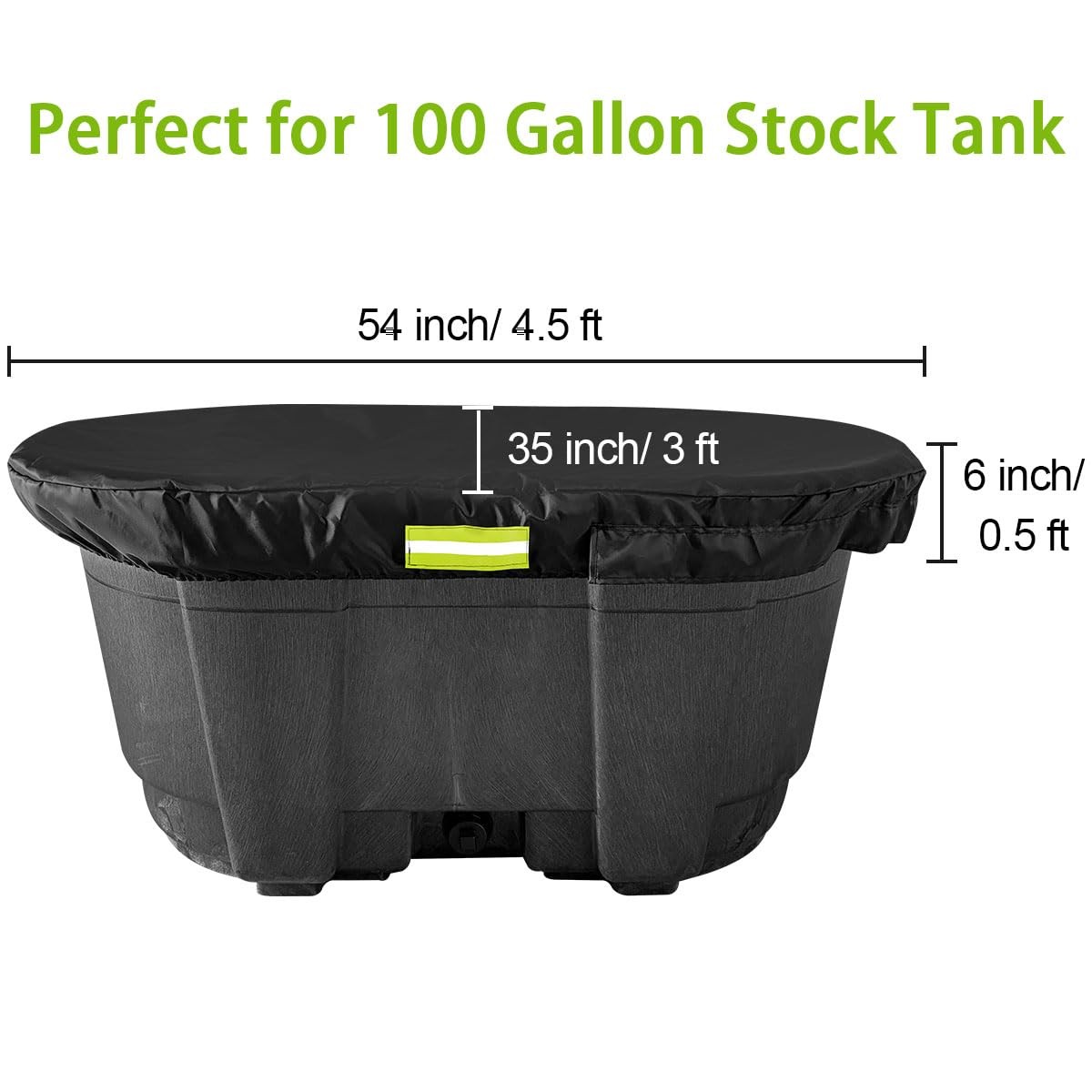 MQLD Rubermaid 100 Gallon Oval Stock Tank Water Trough Cover with Zipper