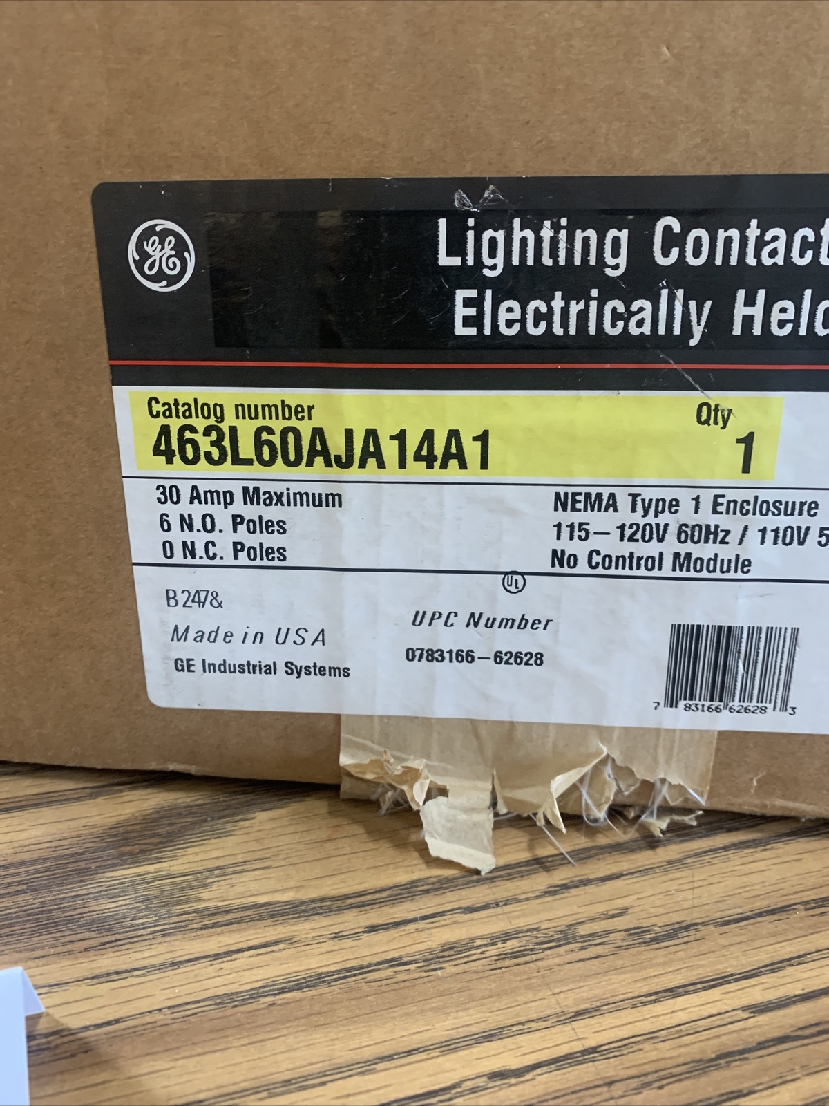 General Electric 463L60AJA14A1 lighting contactor electrically held