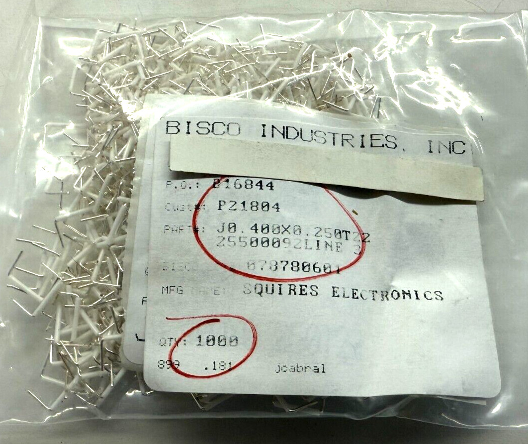 (1,000 PIECE LOT) J 0.400 X 0.250 T 22, PRE-FORMED JUMPER 22AWG .400 SPACING