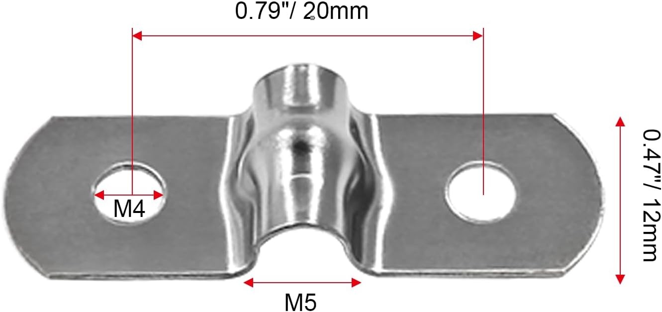 50pc M5 3/16″ Two Hole Pipe Strap 304 Stainless Steel Conduit U-Bracket Clamp 50