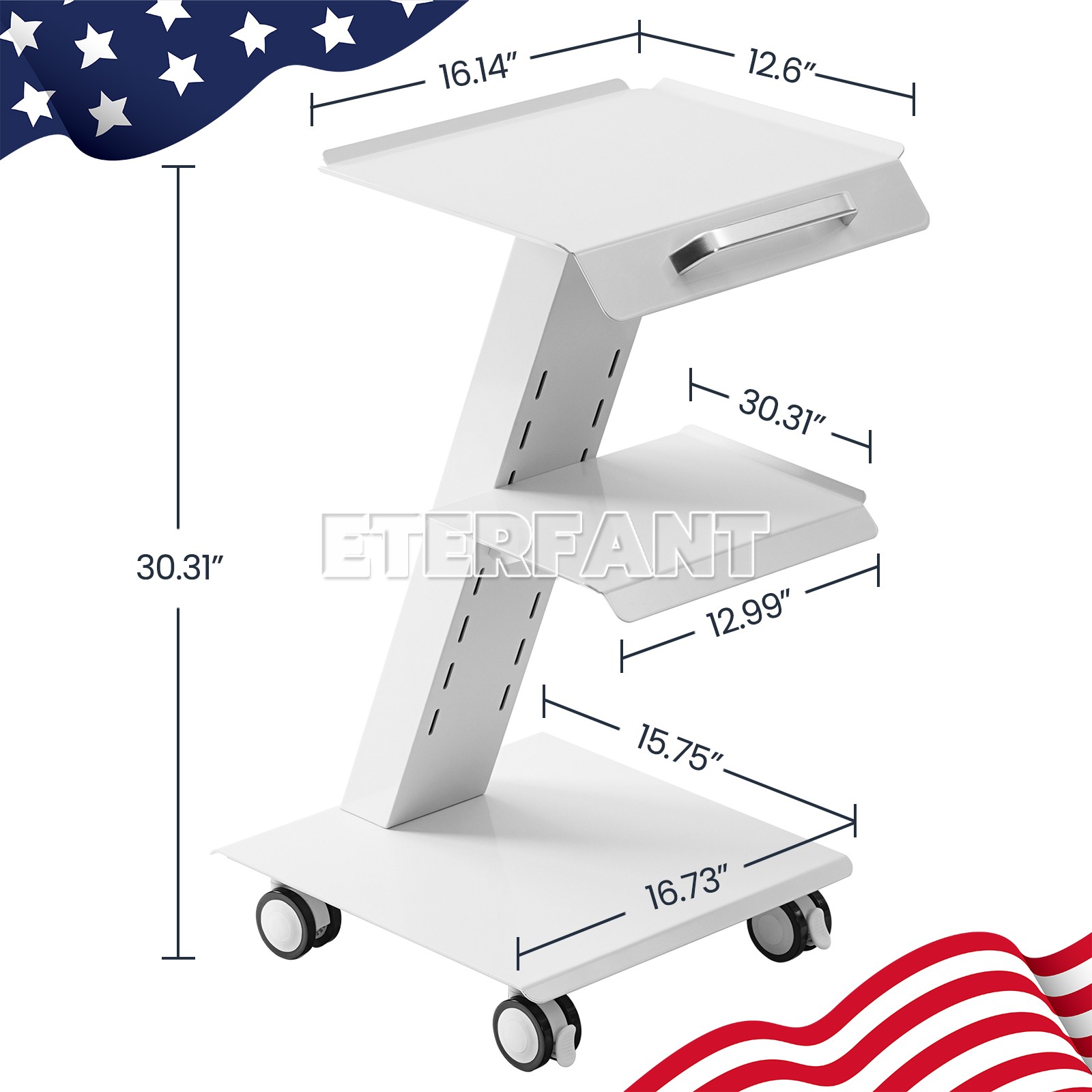 Dental 4 Drawers Mobile Acrylic Cabinet Wooden Cart/Trolley Cart with Socket US