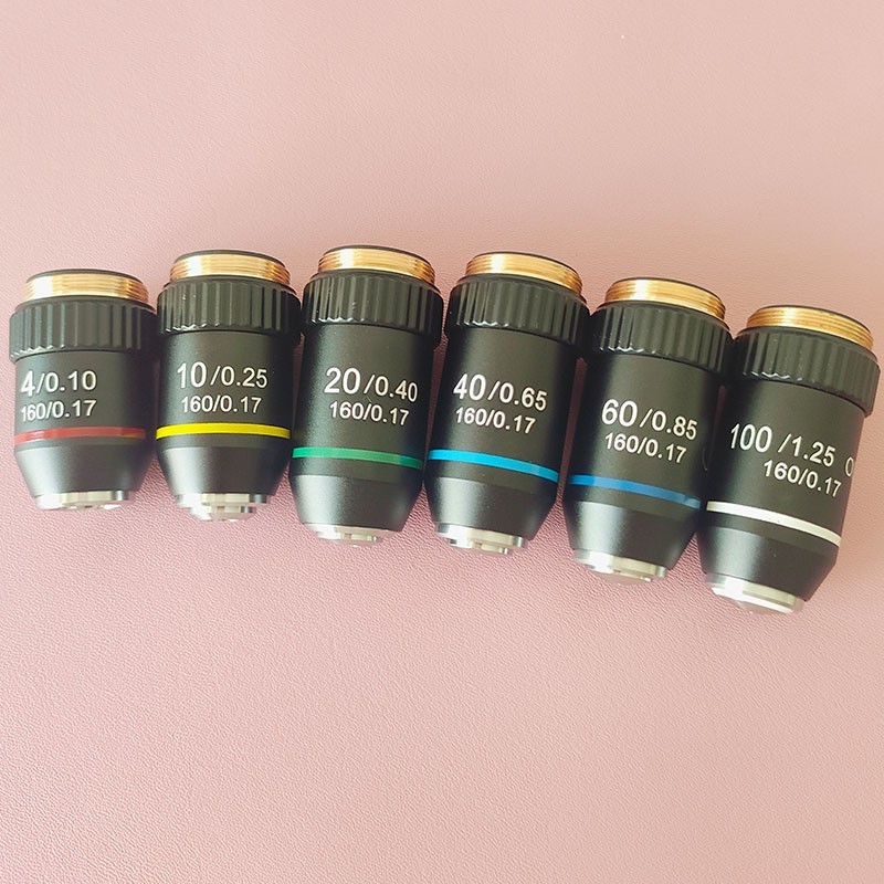 4X 10X 20X 40X 60X 100X Achromatic Objective Lens 195 mm Conjugate Distance Tube