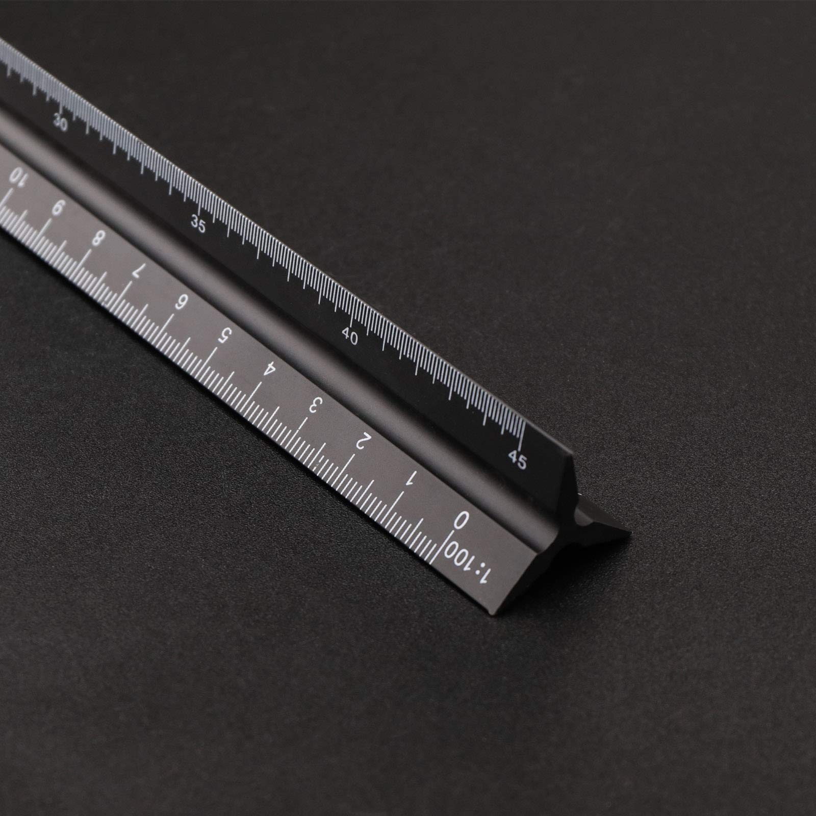 Triangular Ruler, 30 Inches, Black Aluminum Alloy, Metric Ruler 120, 12…
