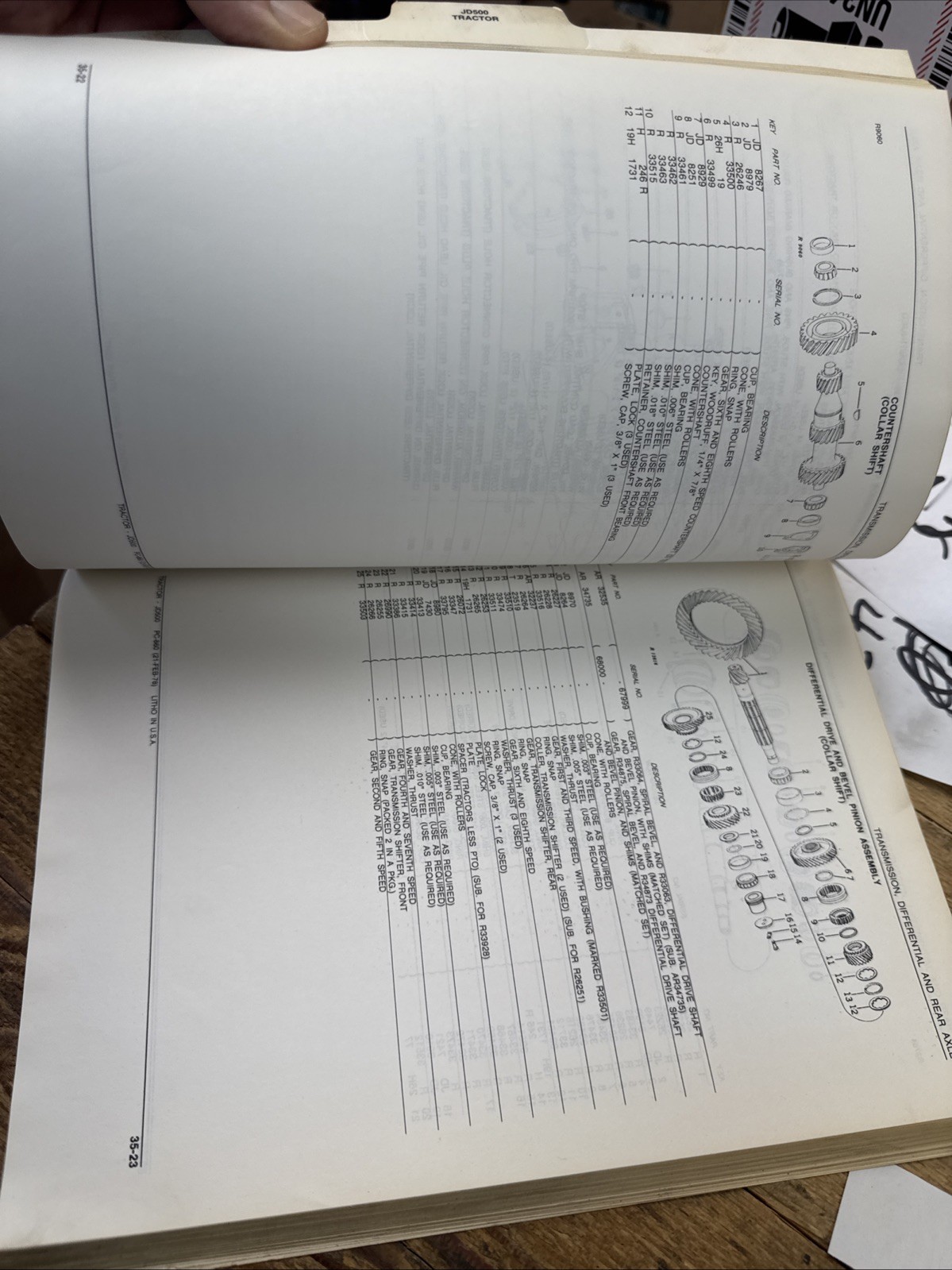 JOHN DEERE JD PARTS LIST BOOK MANUAL CATALOG JD500 TRACTOR PC-860 1978