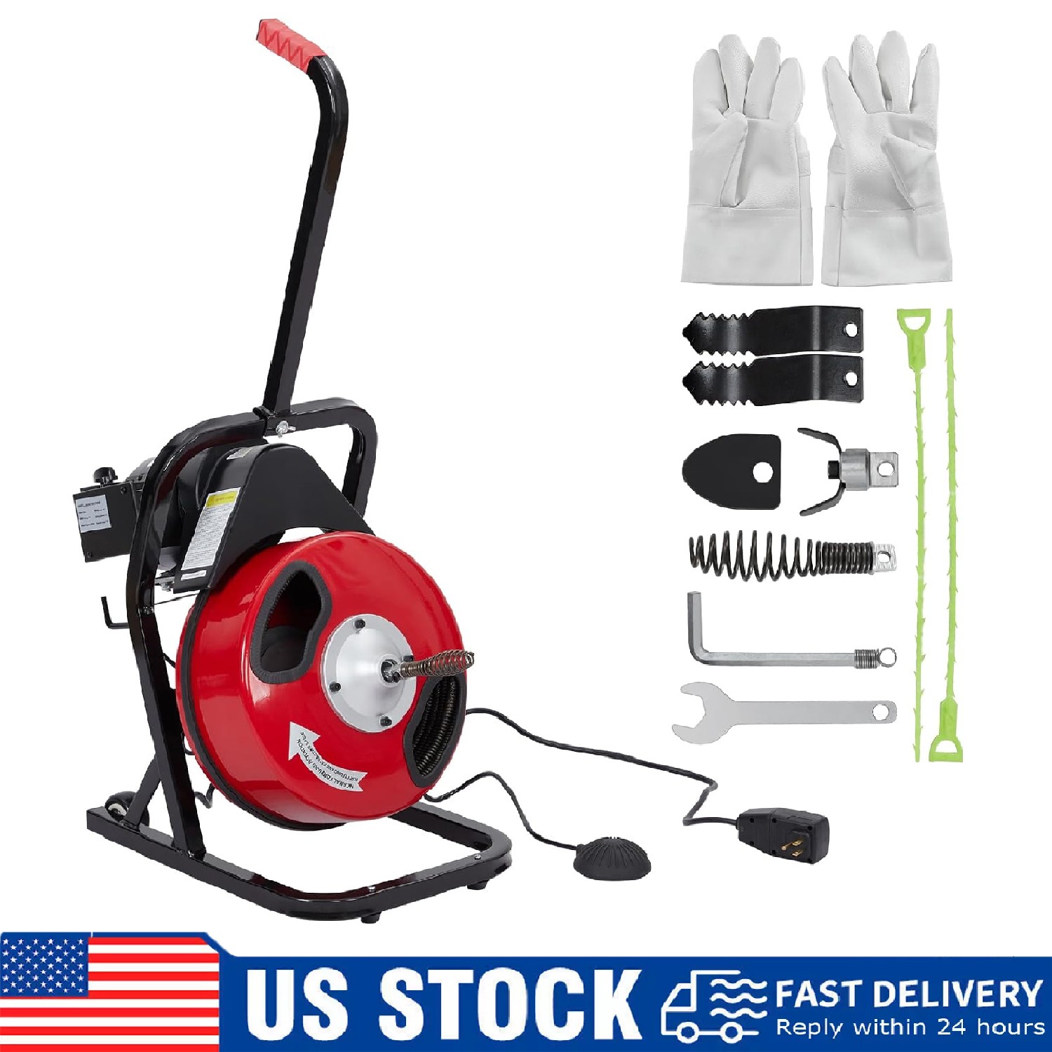 Drain Cleaner Machine 50FT x 1/2 Inch Electric Drain Auger for 1 to 4 Inch Pipe