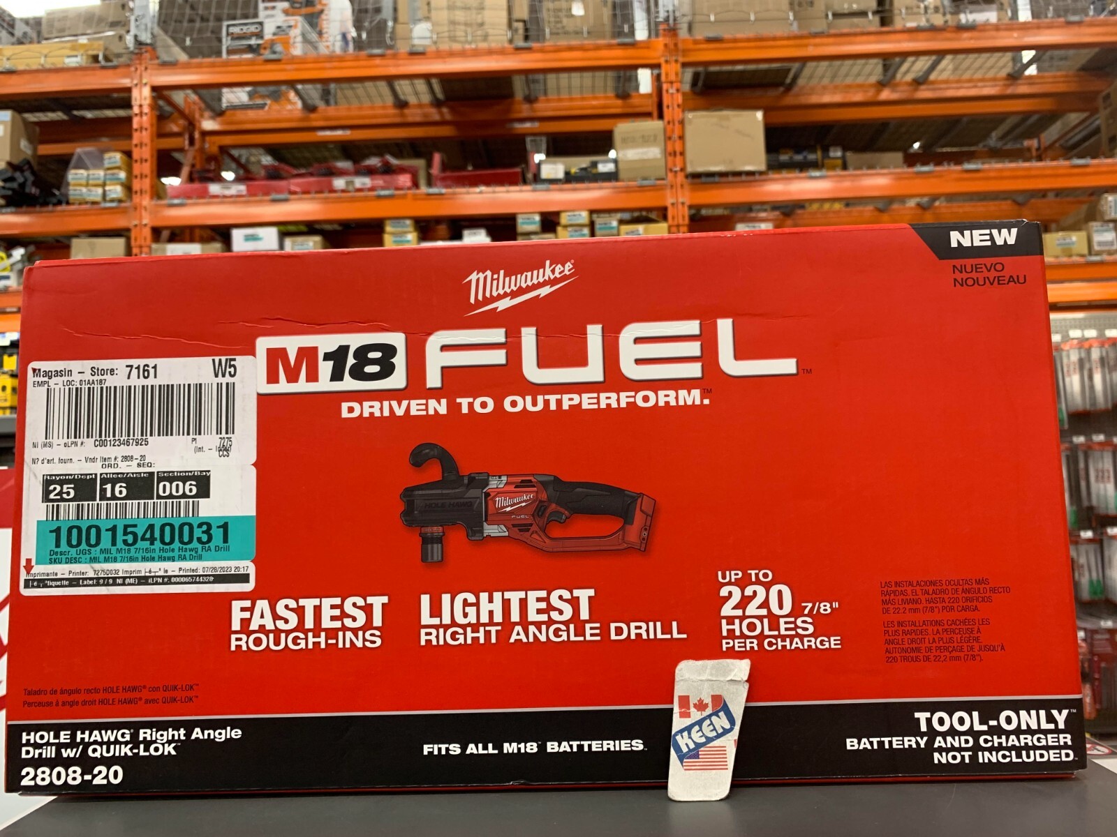 Milwaukee CANADA 18V Li-Ion Cordless 7/16″ Hole Hawg RA Drill (Tool Only)
