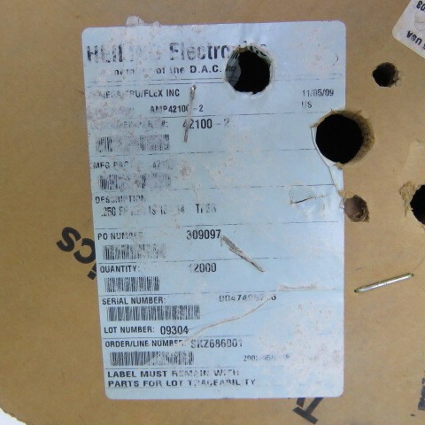 TE 42100-2 Qty of 305 per Lot 1 FASTON .250 X .032 LOCKING