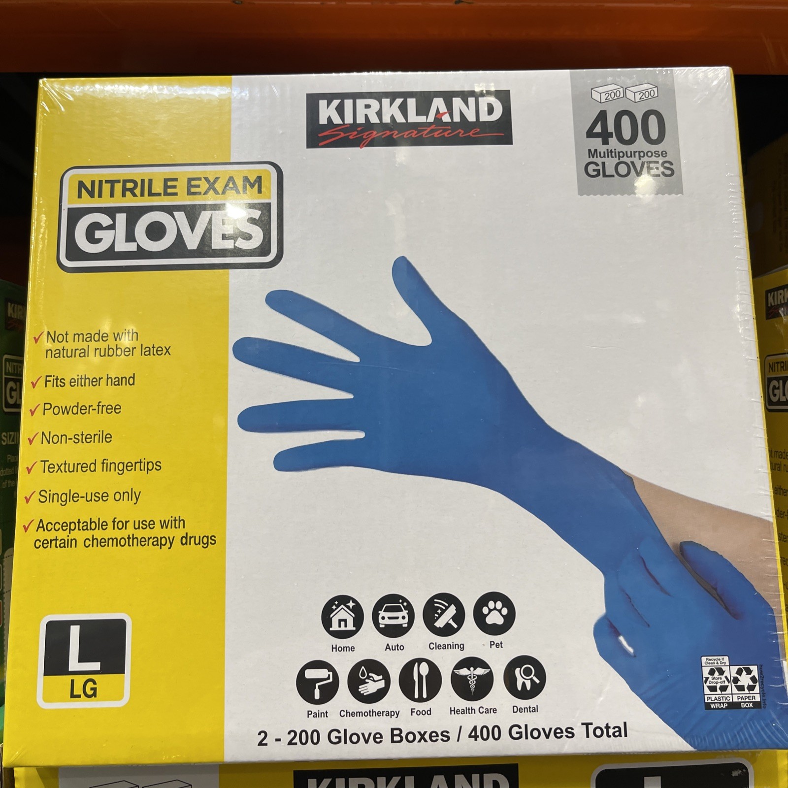Kirkland Signature Nitrile Exam Gloves – Large Size (400 Pieces) (467130)
